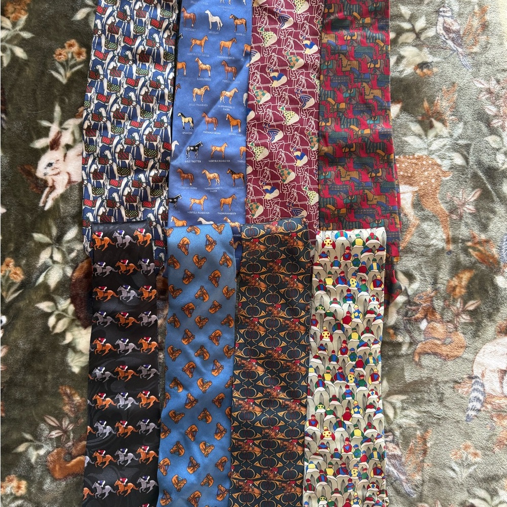 Lot of 8 horse/equestrian/horse racing neckties